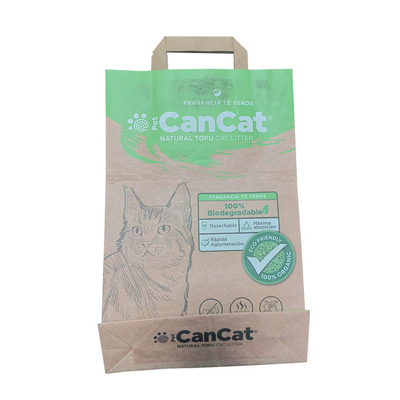 Sacchi di carta biodegradabili di Kraft per Cat Litter Packaging Custom Print