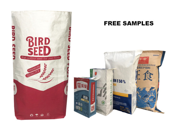Multi commestibile della borsa dell'imballaggio della farina della valvola della carta kraft della pianura di strati 20kg 25kg