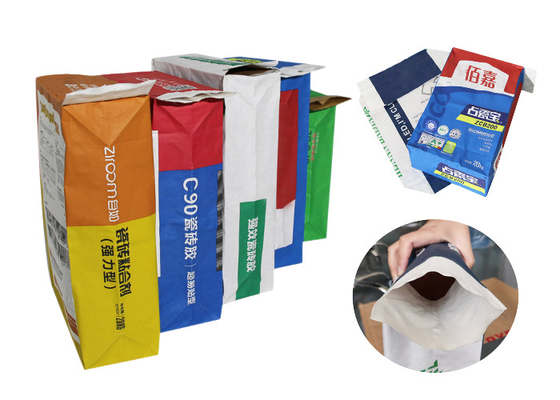 sacco della valvola della borsa stampato abitudine della carta kraft di 15kg Multiwall per il pacchetto della carta del cemento