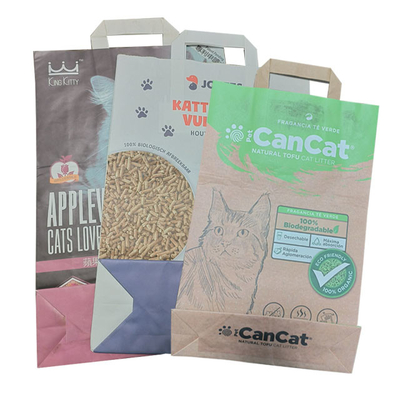 6L 10L ha saldato a caldo il tofu vuoto Cat Litter Bag Custom Printed della maniglia laterale del rinforzo
