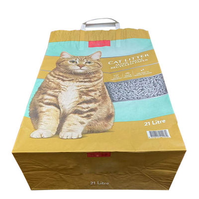 L'imballaggio di carta della carta di Cat Litter Bags Handle Kraft di 7 colori insacca la bocca aperta