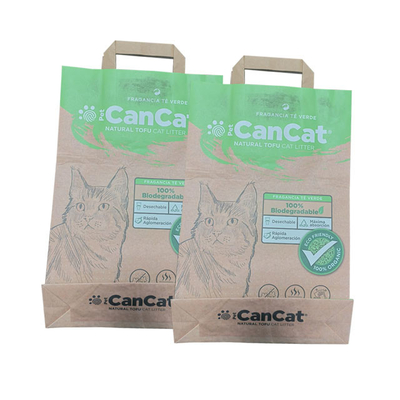 Unga strato di Cat Litter Biodegradable Kraft Bag del carbone di carta il doppio con la maniglia