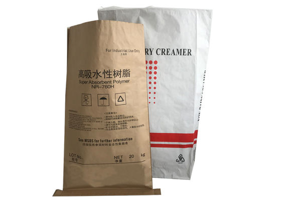 borsa bianca di carta kraft di Brown di doppio strato di 15kg 20kg 25kg per imballare