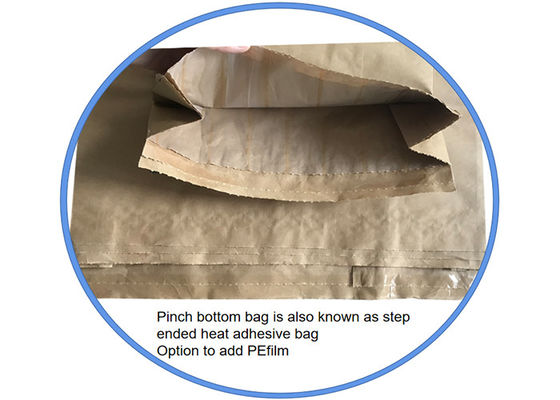 Sacchi aperti dei sacchi di carta di Multiwall Kraft della bocca della colata dei sacchi di carta inferiori adesivi caldi di pizzico