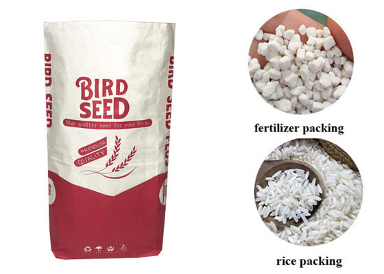 Sacchi di carta su ordinazione di logo 25kg Multiwall Kraft per la farina di pesce dell'alimentazione animale di imballaggio