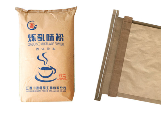 Sacchi di carta di 20kg cuciti fondo piatto senza coperchio Multiwall sacco di carta del pacchetto da 25 chilogrammi