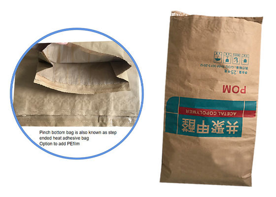 sacchi di carta di Multiwall dell'amido della farina di 20kg 25kg con il fondo di pizzico