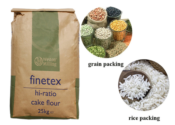 Sacchi di carta di 20kg cuciti fondo piatto senza coperchio Multiwall sacco di carta del pacchetto da 25 chilogrammi