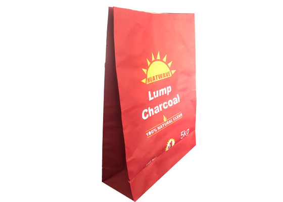 Borse aperte del carbone del barbecue 5kg di capacità dei sacchi di carta di Multiwall della bocca cucite fondo del quadrato