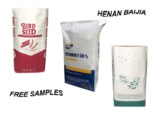 La carta kraft ha laminato le borse tessute pp impermeabilizza 3 strati 25kg composito di plastica 50kg